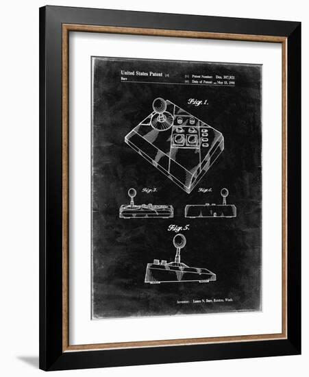 PP374-Black Grunge Nintendo Joystick Patent Poster-Cole Borders-Framed Giclee Print