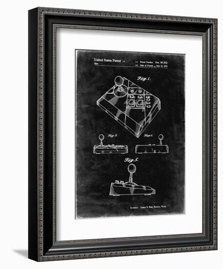 PP374-Black Grunge Nintendo Joystick Patent Poster-Cole Borders-Framed Premium Giclee Print