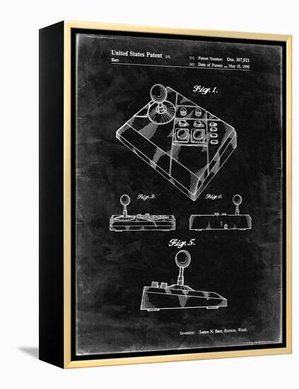 PP374-Black Grunge Nintendo Joystick Patent Poster-Cole Borders-Framed Premier Image Canvas