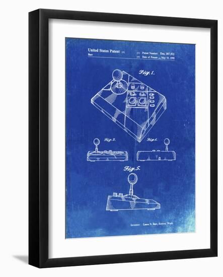 PP374-Faded Blueprint Nintendo Joystick Patent Poster-Cole Borders-Framed Giclee Print