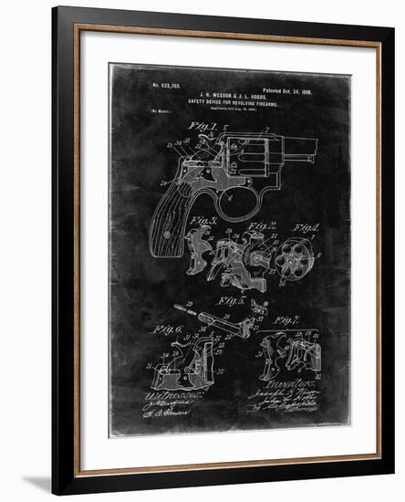 PP375-Black Grunge Smith and Wesson Hammerless Pistol 1898 Patent Poster-Cole Borders-Framed Giclee Print