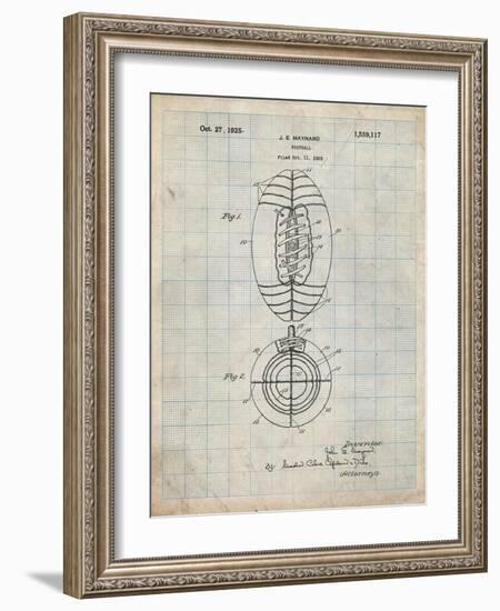 PP379-Antique Grid Parchment Football Game Ball 1925 Patent Poster-Cole Borders-Framed Giclee Print