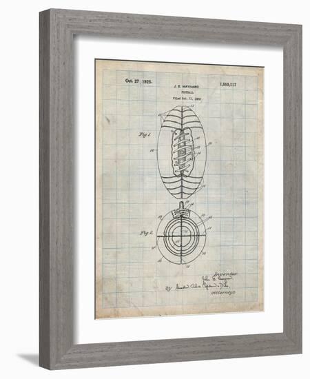 PP379-Antique Grid Parchment Football Game Ball 1925 Patent Poster-Cole Borders-Framed Giclee Print