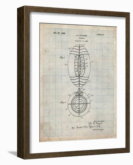 PP379-Antique Grid Parchment Football Game Ball 1925 Patent Poster-Cole Borders-Framed Giclee Print