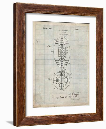 PP379-Antique Grid Parchment Football Game Ball 1925 Patent Poster-Cole Borders-Framed Giclee Print