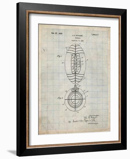 PP379-Antique Grid Parchment Football Game Ball 1925 Patent Poster-Cole Borders-Framed Giclee Print