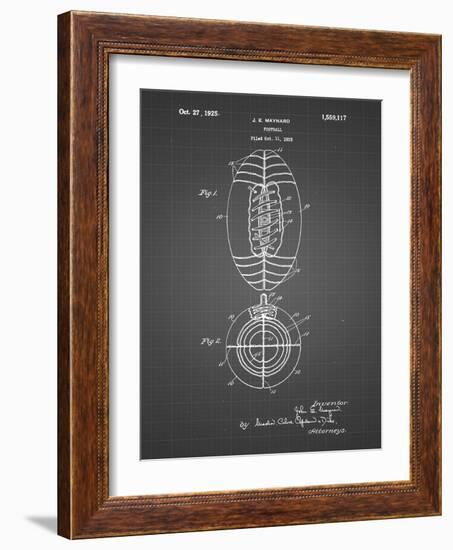 PP379-Black Grid Football Game Ball 1925 Patent Poster-Cole Borders-Framed Giclee Print