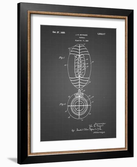 PP379-Black Grid Football Game Ball 1925 Patent Poster-Cole Borders-Framed Giclee Print