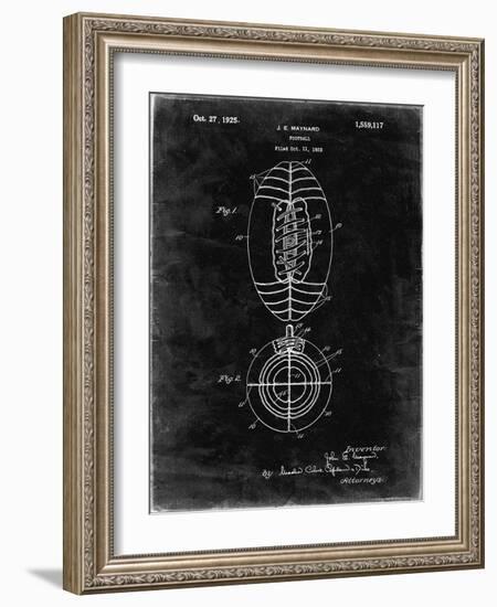 PP379-Black Grunge Football Game Ball 1925 Patent Poster-Cole Borders-Framed Giclee Print