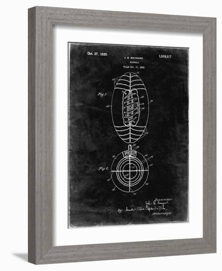 PP379-Black Grunge Football Game Ball 1925 Patent Poster-Cole Borders-Framed Giclee Print