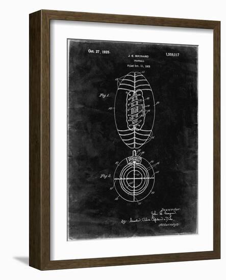 PP379-Black Grunge Football Game Ball 1925 Patent Poster-Cole Borders-Framed Giclee Print