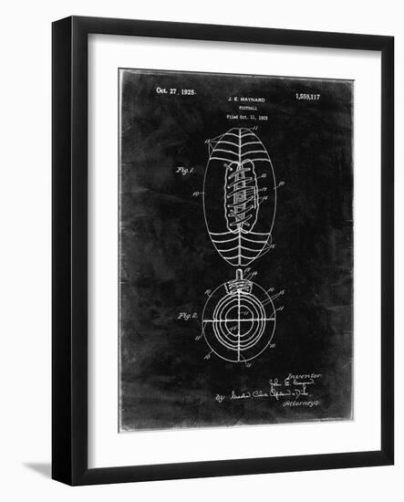 PP379-Black Grunge Football Game Ball 1925 Patent Poster-Cole Borders-Framed Giclee Print