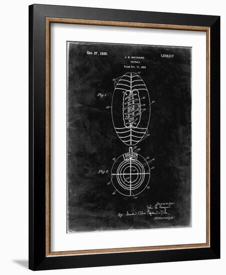 PP379-Black Grunge Football Game Ball 1925 Patent Poster-Cole Borders-Framed Giclee Print