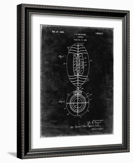 PP379-Black Grunge Football Game Ball 1925 Patent Poster-Cole Borders-Framed Giclee Print