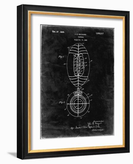 PP379-Black Grunge Football Game Ball 1925 Patent Poster-Cole Borders-Framed Giclee Print