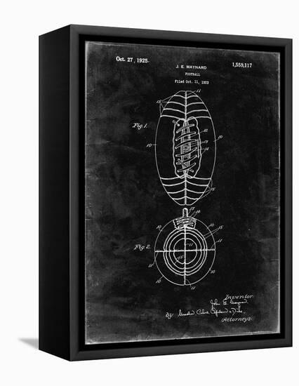 PP379-Black Grunge Football Game Ball 1925 Patent Poster-Cole Borders-Framed Premier Image Canvas