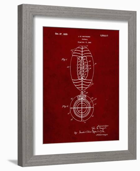 PP379-Burgundy Football Game Ball 1925 Patent Poster-Cole Borders-Framed Giclee Print