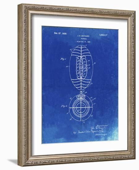 PP379-Faded Blueprint Football Game Ball 1925 Patent Poster-Cole Borders-Framed Giclee Print