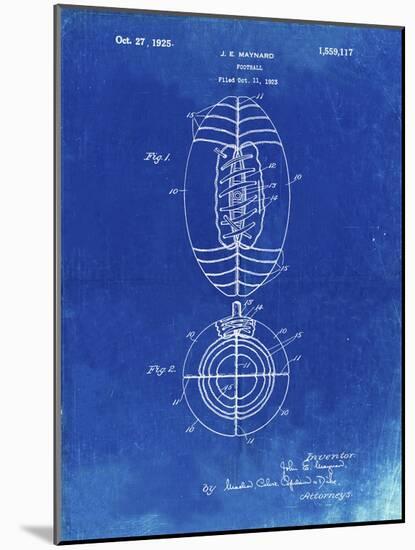 PP379-Faded Blueprint Football Game Ball 1925 Patent Poster-Cole Borders-Mounted Giclee Print