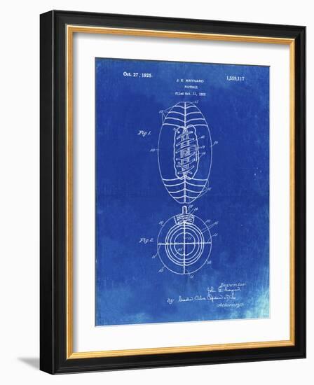 PP379-Faded Blueprint Football Game Ball 1925 Patent Poster-Cole Borders-Framed Giclee Print