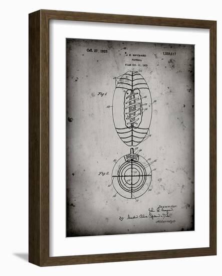 PP379-Faded Grey Football Game Ball 1925 Patent Poster-Cole Borders-Framed Giclee Print