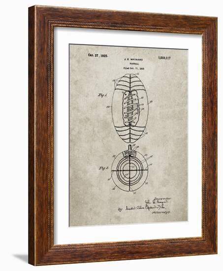 PP379-Sandstone Football Game Ball 1925 Patent Poster-Cole Borders-Framed Giclee Print