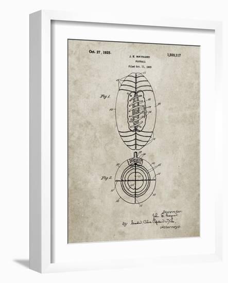 PP379-Sandstone Football Game Ball 1925 Patent Poster-Cole Borders-Framed Giclee Print