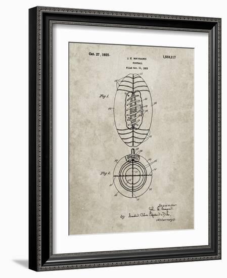 PP379-Sandstone Football Game Ball 1925 Patent Poster-Cole Borders-Framed Giclee Print