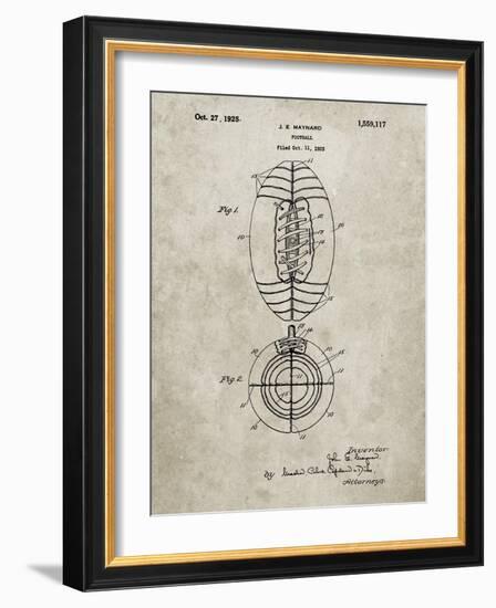 PP379-Sandstone Football Game Ball 1925 Patent Poster-Cole Borders-Framed Giclee Print