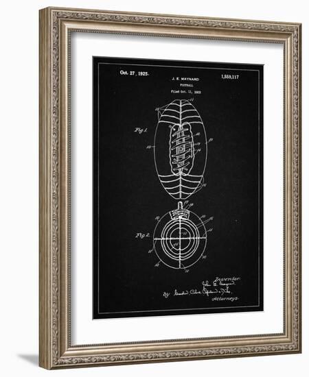 PP379-Vintage Black Football Game Ball 1925 Patent Poster-Cole Borders-Framed Giclee Print
