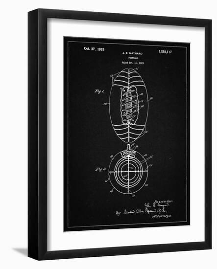 PP379-Vintage Black Football Game Ball 1925 Patent Poster-Cole Borders-Framed Giclee Print