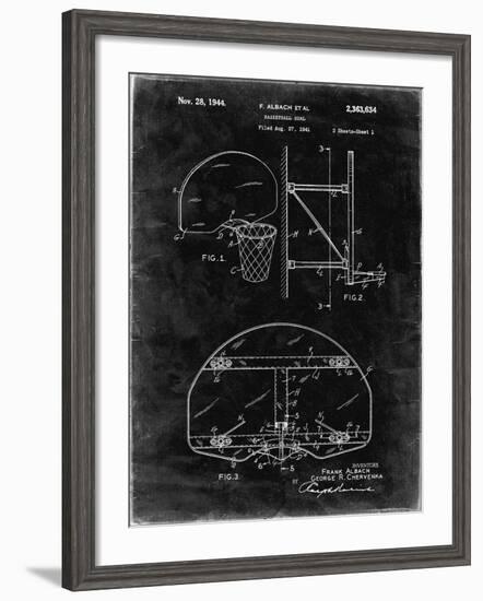 PP381-Black Grunge Basketball Goal Patent Print-Cole Borders-Framed Giclee Print