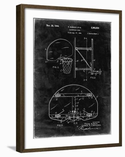 PP381-Black Grunge Basketball Goal Patent Print-Cole Borders-Framed Giclee Print