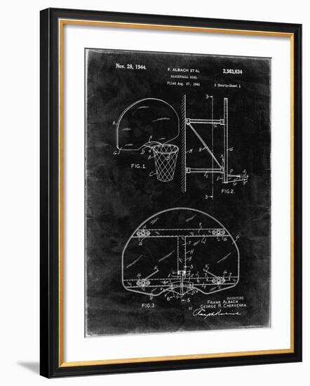 PP381-Black Grunge Basketball Goal Patent Print-Cole Borders-Framed Giclee Print