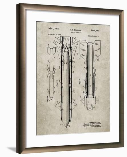 PP384-Sandstone Aerial Missile Patent Poster-Cole Borders-Framed Giclee Print