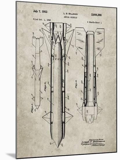 PP384-Sandstone Aerial Missile Patent Poster-Cole Borders-Mounted Giclee Print