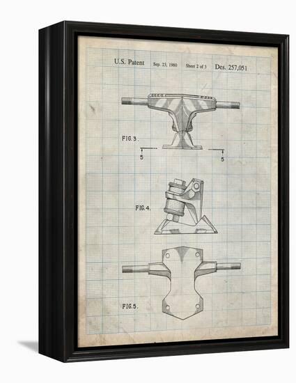 PP385-Antique Grid Parchment Skateboard Trucks Patent Poster-Cole Borders-Framed Premier Image Canvas