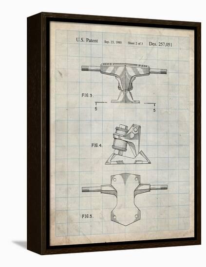 PP385-Antique Grid Parchment Skateboard Trucks Patent Poster-Cole Borders-Framed Premier Image Canvas