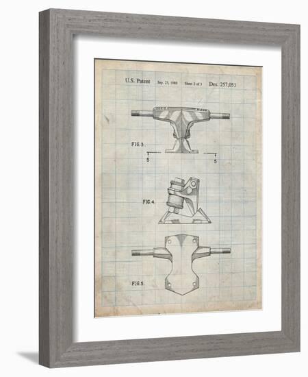 PP385-Antique Grid Parchment Skateboard Trucks Patent Poster-Cole Borders-Framed Giclee Print