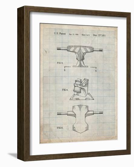 PP385-Antique Grid Parchment Skateboard Trucks Patent Poster-Cole Borders-Framed Giclee Print