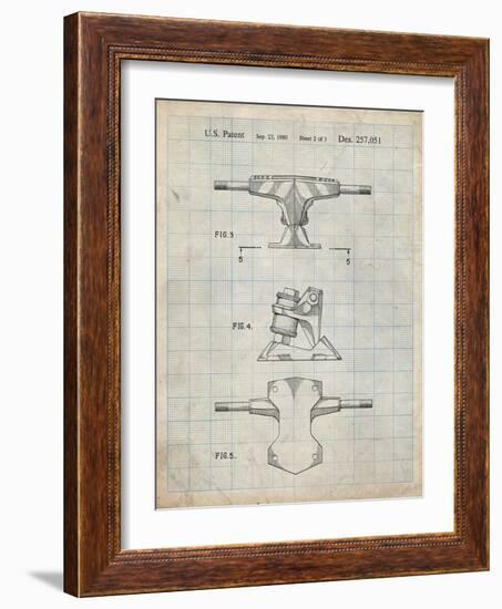 PP385-Antique Grid Parchment Skateboard Trucks Patent Poster-Cole Borders-Framed Giclee Print