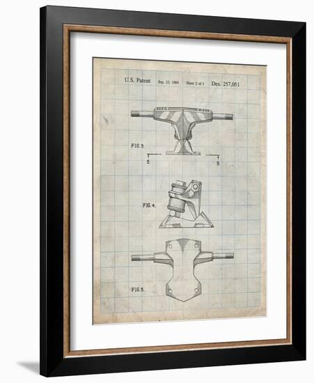 PP385-Antique Grid Parchment Skateboard Trucks Patent Poster-Cole Borders-Framed Giclee Print