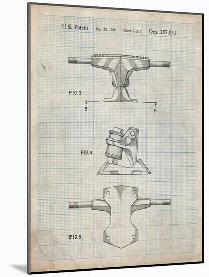 PP385-Antique Grid Parchment Skateboard Trucks Patent Poster-Cole Borders-Mounted Giclee Print