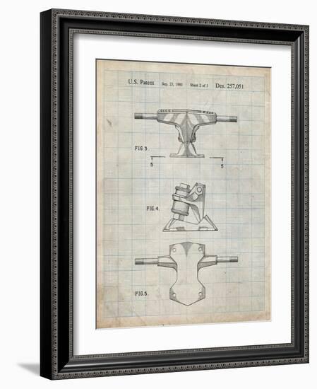 PP385-Antique Grid Parchment Skateboard Trucks Patent Poster-Cole Borders-Framed Giclee Print