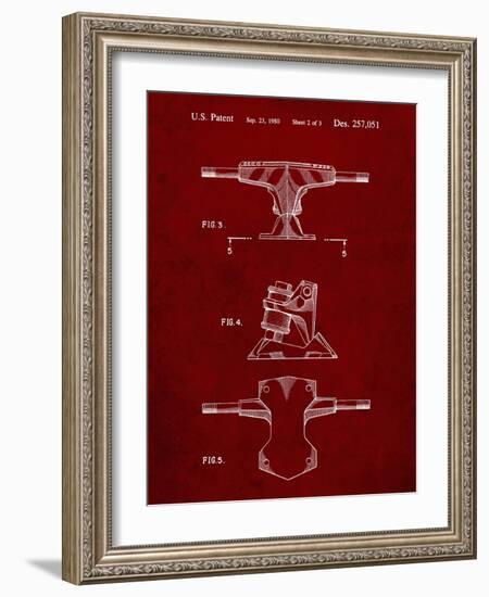 PP385-Burgundy Skateboard Trucks Patent Poster-Cole Borders-Framed Giclee Print