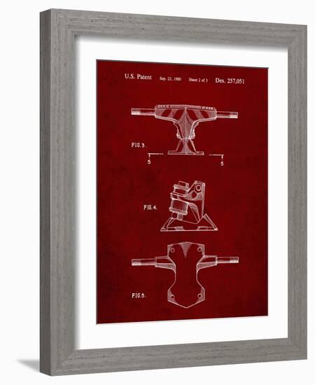 PP385-Burgundy Skateboard Trucks Patent Poster-Cole Borders-Framed Giclee Print