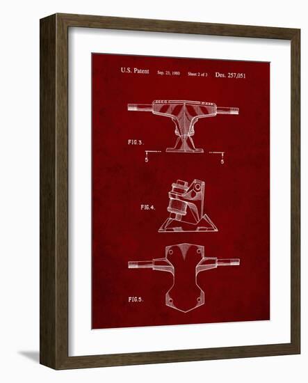 PP385-Burgundy Skateboard Trucks Patent Poster-Cole Borders-Framed Giclee Print