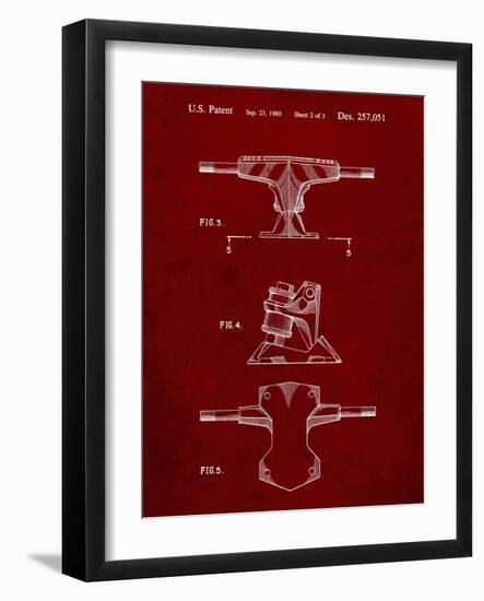 PP385-Burgundy Skateboard Trucks Patent Poster-Cole Borders-Framed Giclee Print