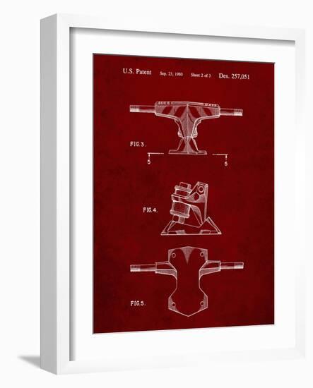 PP385-Burgundy Skateboard Trucks Patent Poster-Cole Borders-Framed Giclee Print