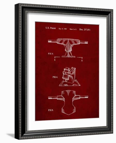 PP385-Burgundy Skateboard Trucks Patent Poster-Cole Borders-Framed Giclee Print